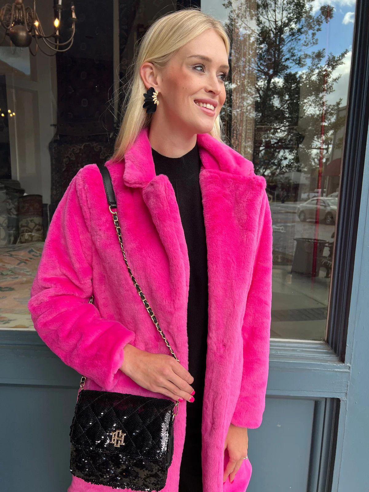 Central Park Berry Pink Teddy Coat | Caroline Hill