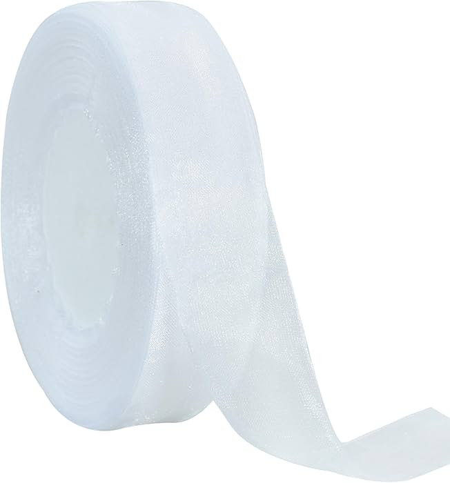 TONIFUL 1 Inch-50yds White Sheer Chiffon Ribbons, Organza Ribbon for Wedding,Christmas,Valentine'... | Amazon (US)