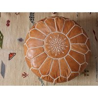 Moroccan Pouf, Oval Ottoman, Footstool 100% Real Natural Leather Pouffe Handmade For Your Interior B | Etsy (US)