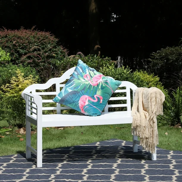 MF Studio Patio Acacia Wood Bench 53" Loveseat Garden Bench Chair with Backrest and Armrests for ... | Walmart (US)