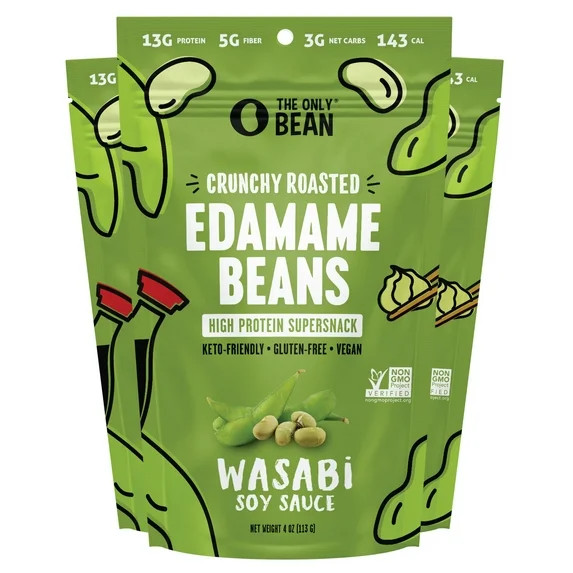 The Only Bean Edamame Dry Roasted Edamame Beans Snack (Wasabi Soy Sauce), Wasabi Peas Alternative... | Walmart (US)