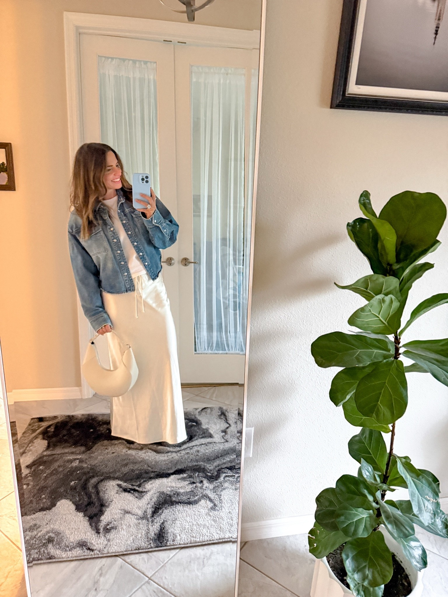 an easy fall date night outfit idea with your ivory skirt from summer! love a great denim jacket for fall 🍂🤎☕️ #fallfashion #fallstyle

#LTKootd #LTKSeasonal #LTKgrwm