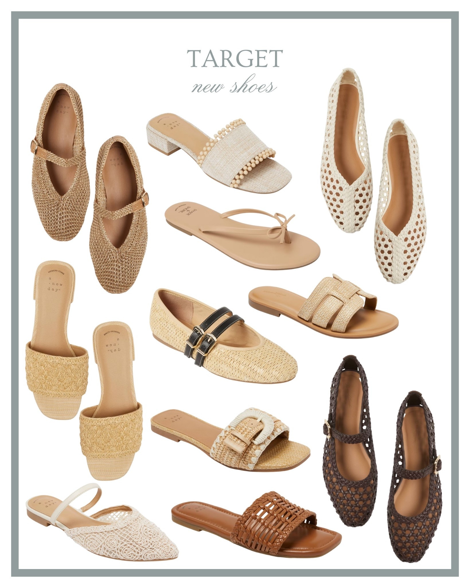 New shoes from Target 🤎 Rattan sandals, Target style, Target shoes, Target finds, ballet flats, wicker sandals, neutral shoes, affordable fashion 