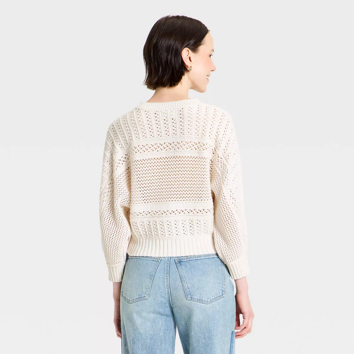 Women's Dolman Crewneck Pullover Sweater - Universal Thread\u2122 Cream M | Target