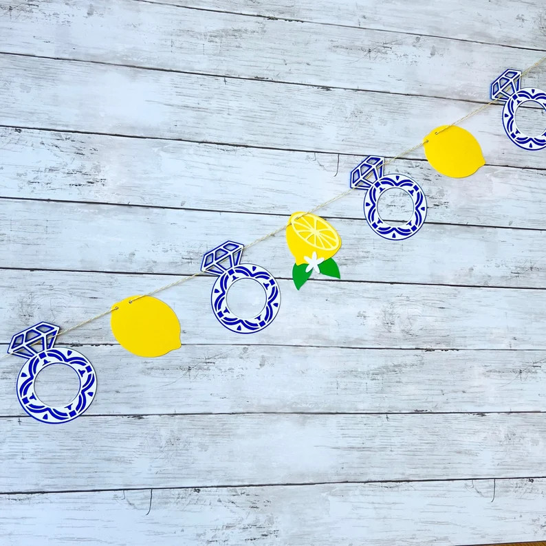 Lemon Citrus Tuscan Italy Spanish Moroccan Blue Bride to Be Miss to Mrs Main Squeeze Heart Bridal... | Etsy (US)