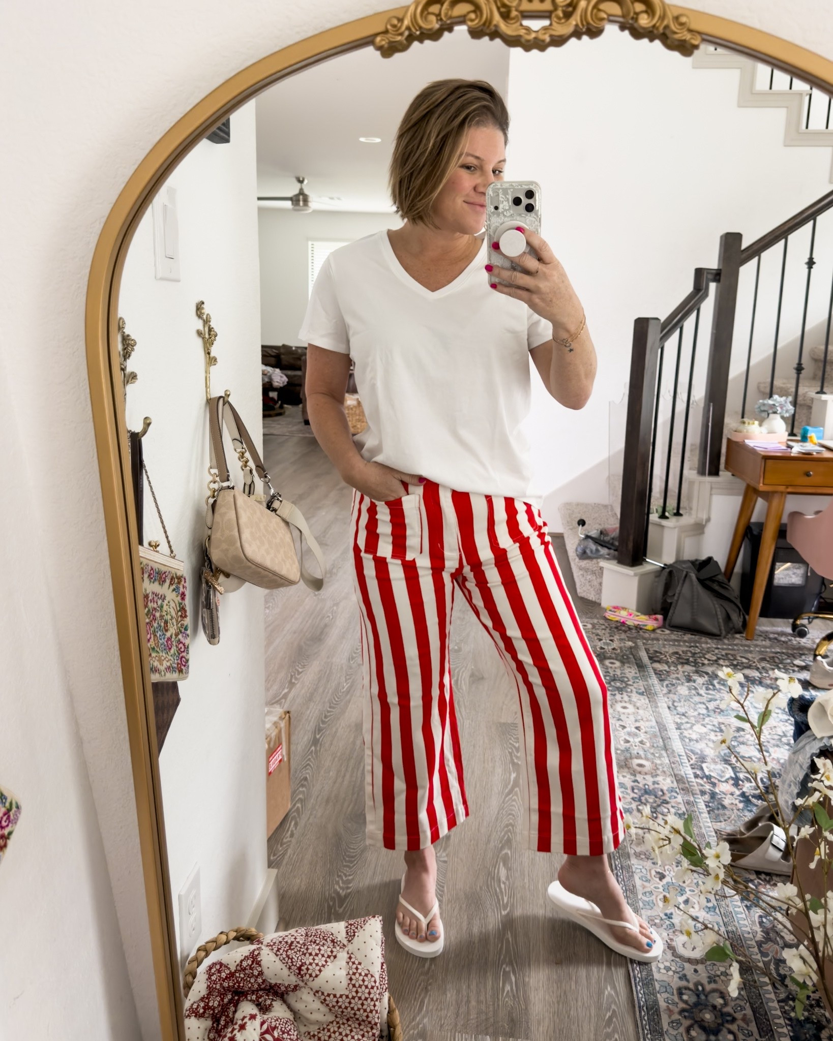 Red, white, and ready for the Fourth ❤️🤍🎆

These Amazon striped pants are bringing all the festive summer vibes! The perfect statement piece for July 4th celebrations, backyard BBQs, parades, and fireworks—while still being comfortable enough to wear all day.

Just add a simple white tee and sandals, and you’ve got an easy patriotic look that’s fun without trying too hard 🇺🇸✨

 #July4thOutfit #AmazonFashiom #LTKStyle