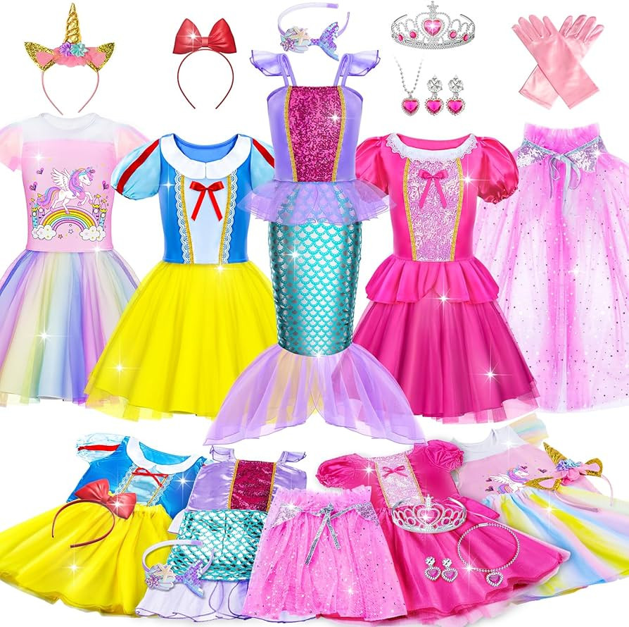 Princess Dress Up for Girls - Dress up Clothes for Toddler Girl,Role Play Costume Princess Toys C... | Amazon (US)