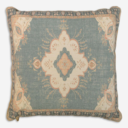 Navy & Rust Patterned Cushion 60x60cm | TK Maxx