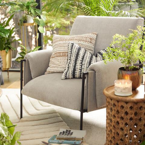 Millie Oversized Black Metal Upholstered Chair | World Market