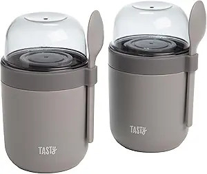 Tasty Travel Snack Cups with Spoons, On-The-Go Snacking, Divided Compartments, Great for Nuts, Ce... | Amazon (US)
