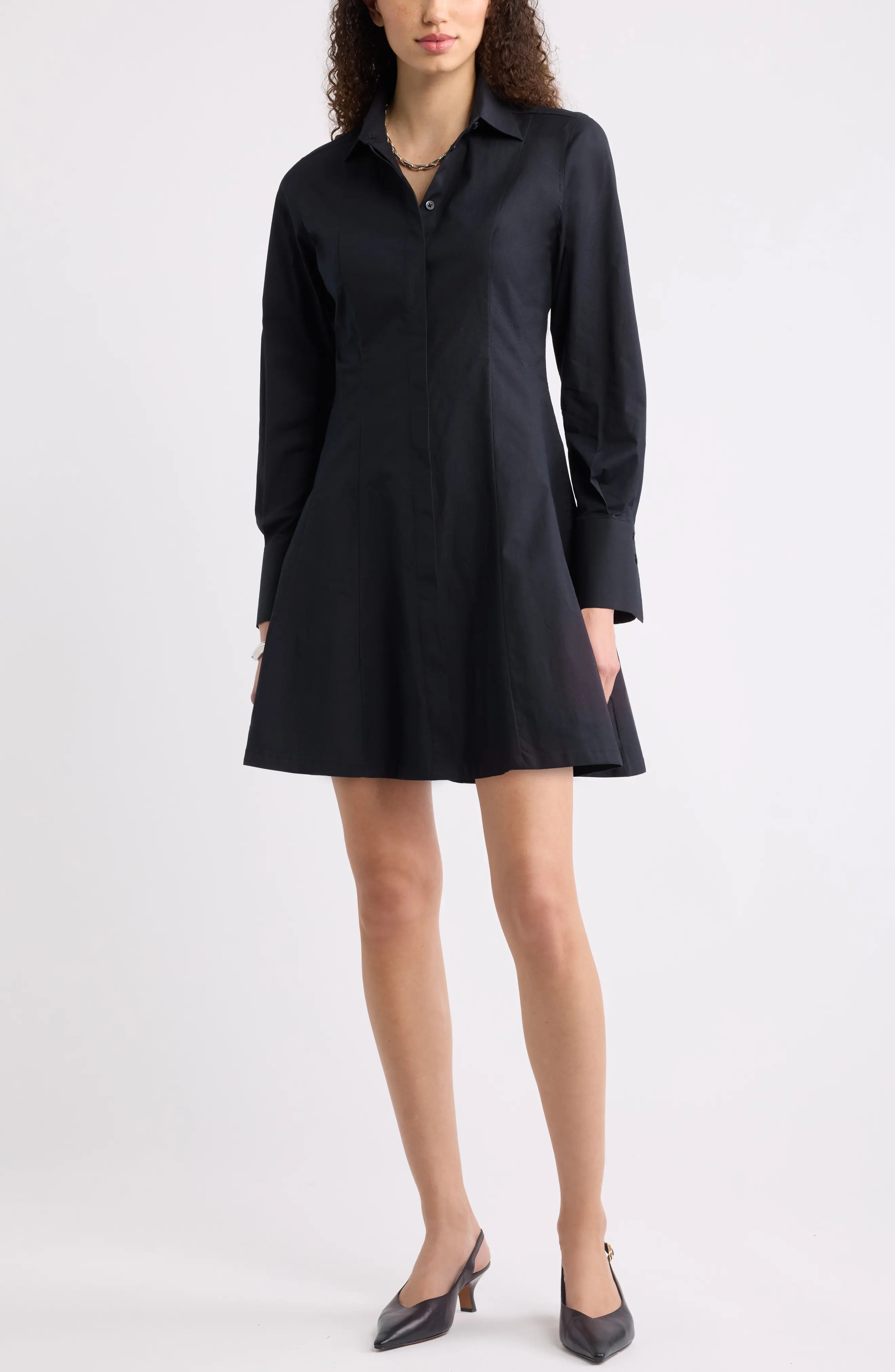 Nordstrom Seamed Mini Shirt Dress in Olive Sarma at Nordstrom, Size X-Small | Nordstrom