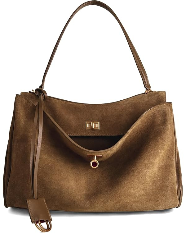 Genuine Leather Tote Bag for Women: Soft Leather Shoulder Handbags for Ladies - Satchel Purse for... | Amazon (US)