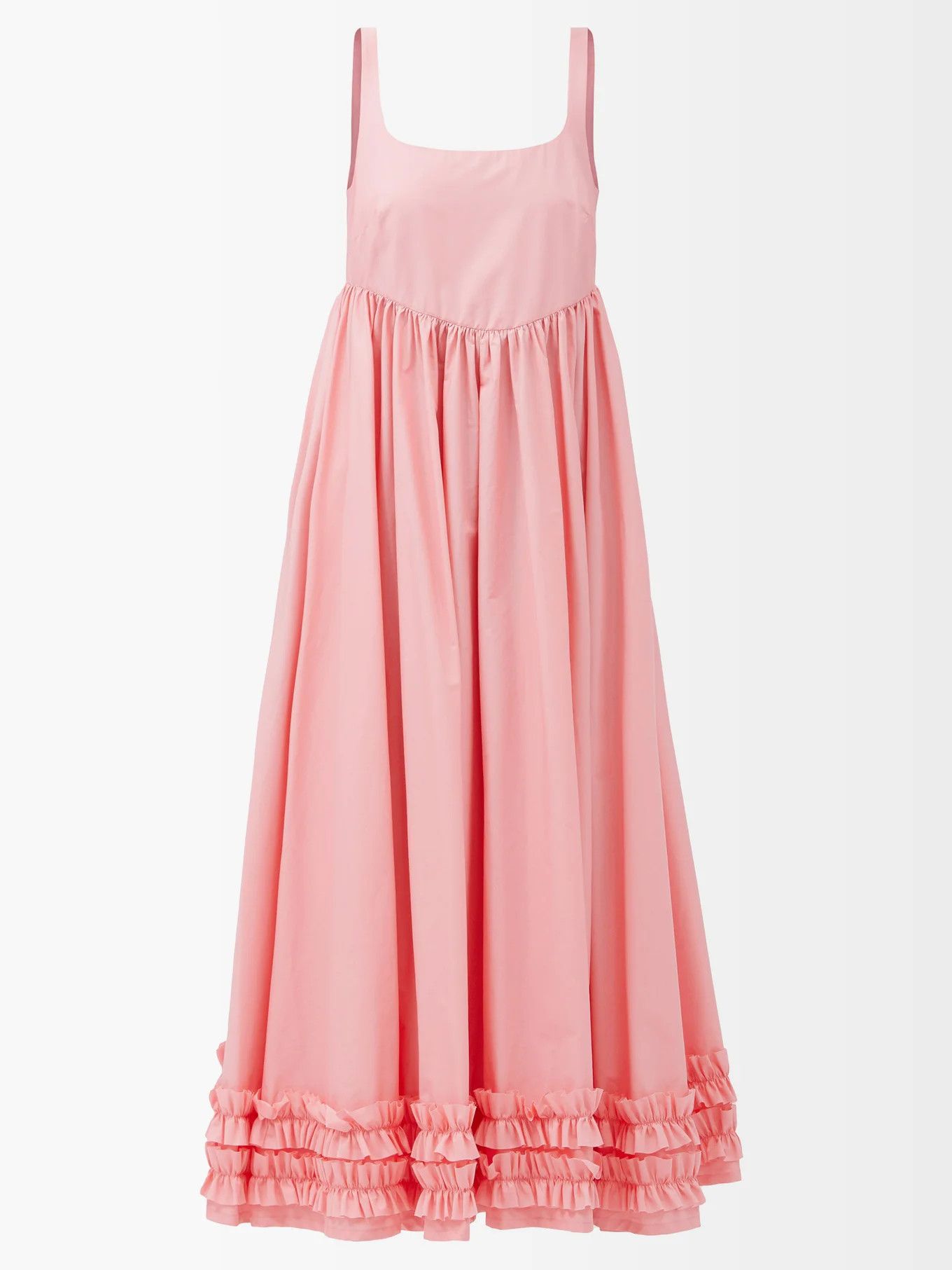 Ellen ruffled-hem cotton-poplin dress | Matches (UK)