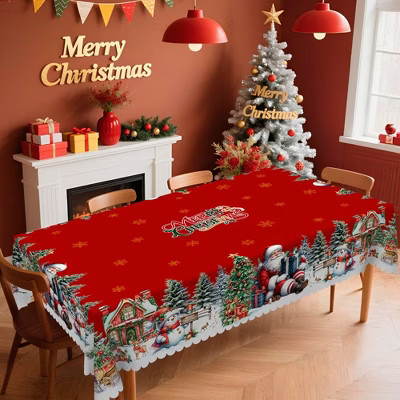 LOVEVOOK Christmas Tablecloth 60x120 Inch, Rectangle Red Tablecloth, Snowflake Table Cloths Stain Resistant Dining Table Cover for Christmas Decor | Target