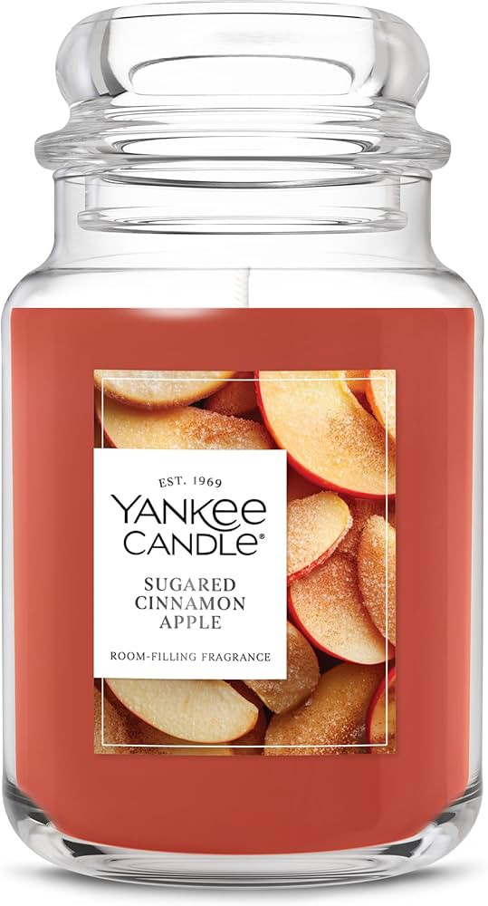 Yankee Candle Sugared Cinnamon Apple, Fall Scented Candle, 22oz Large Jar with up to 150 Hour Bur... | Amazon (US)