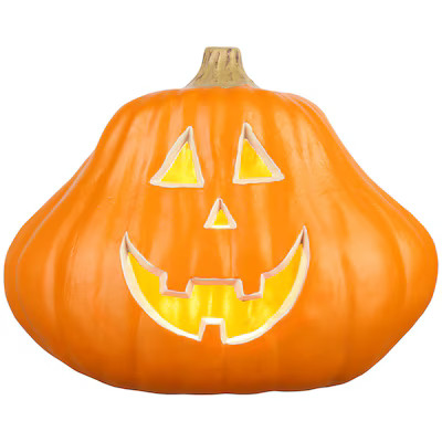 Haunted Living 14-in Lighted Orange Jack-o-Lantern Pumpkin Decoration | Lowe's