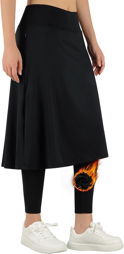 ANIVIVO Women's Knee Length Fleece Lined Leggings with Skirt, Winter Warm Skirted Leggings for Wo... | Amazon (US)