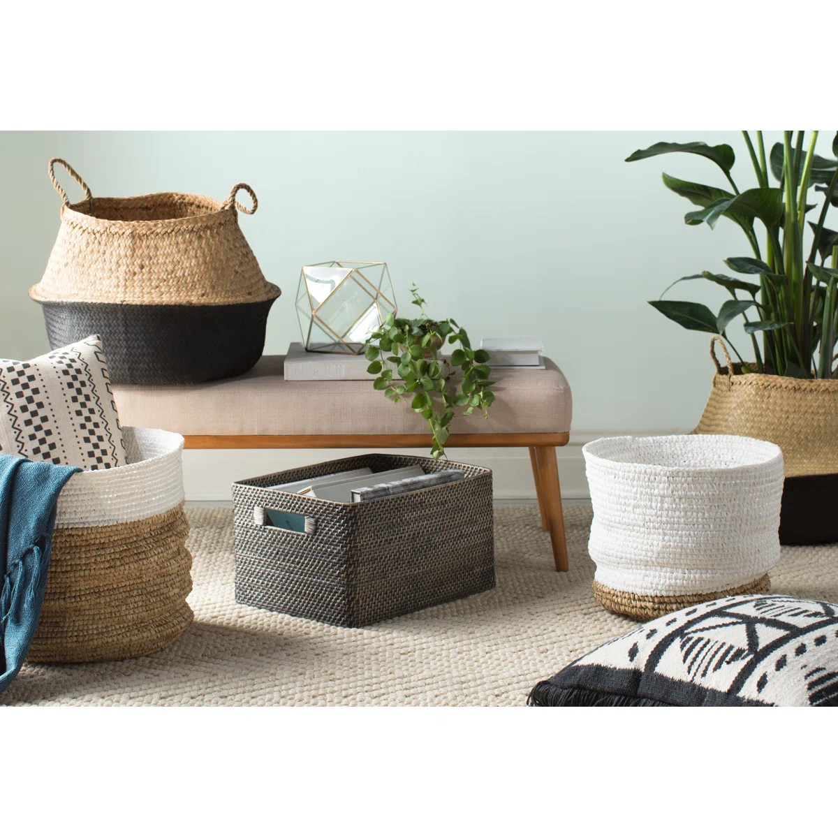 Handwoven Seagrass Basket Storage with Handles | Wayfair North America