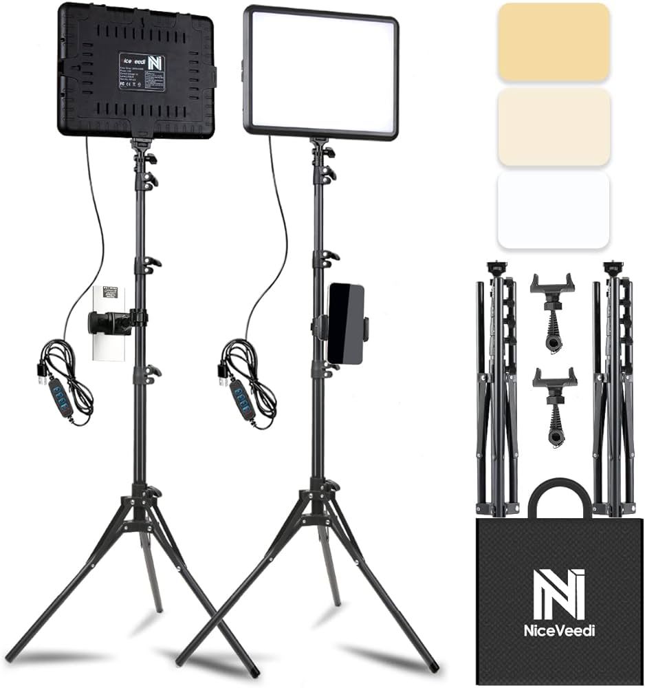 2-Pack LED Video Light Kit, NiceVeedi Studio Light, 2800-6500K Dimmable Photography Lighting Kit ... | Amazon (US)