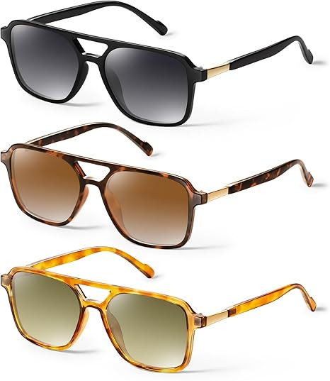 GRFISIA Retro Aviator Sunglasses for Women Men Square Frame Rectangle Trendy Sun Glasses | Amazon (US)