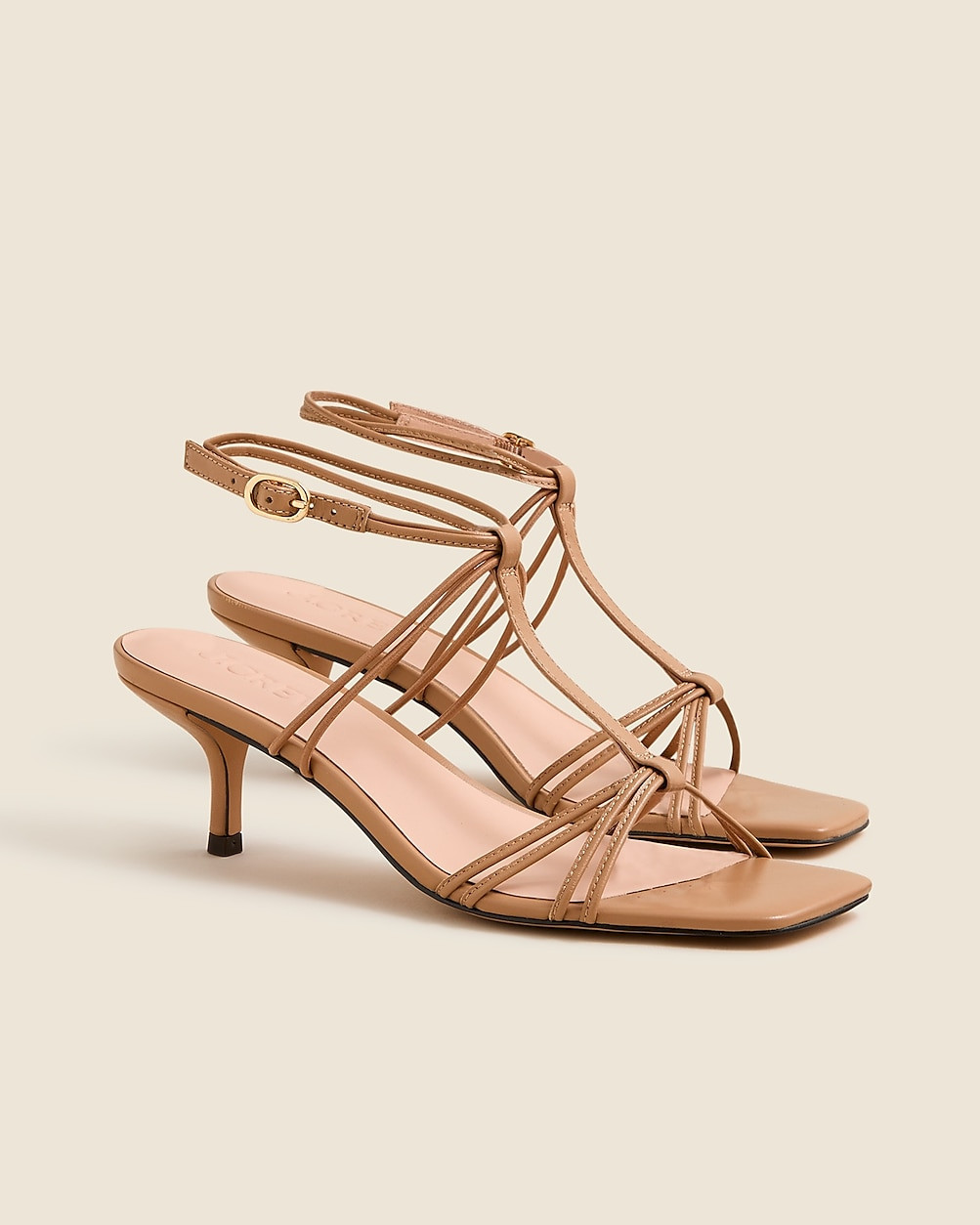 Strappy kitten heel sandals in leather | J. Crew US