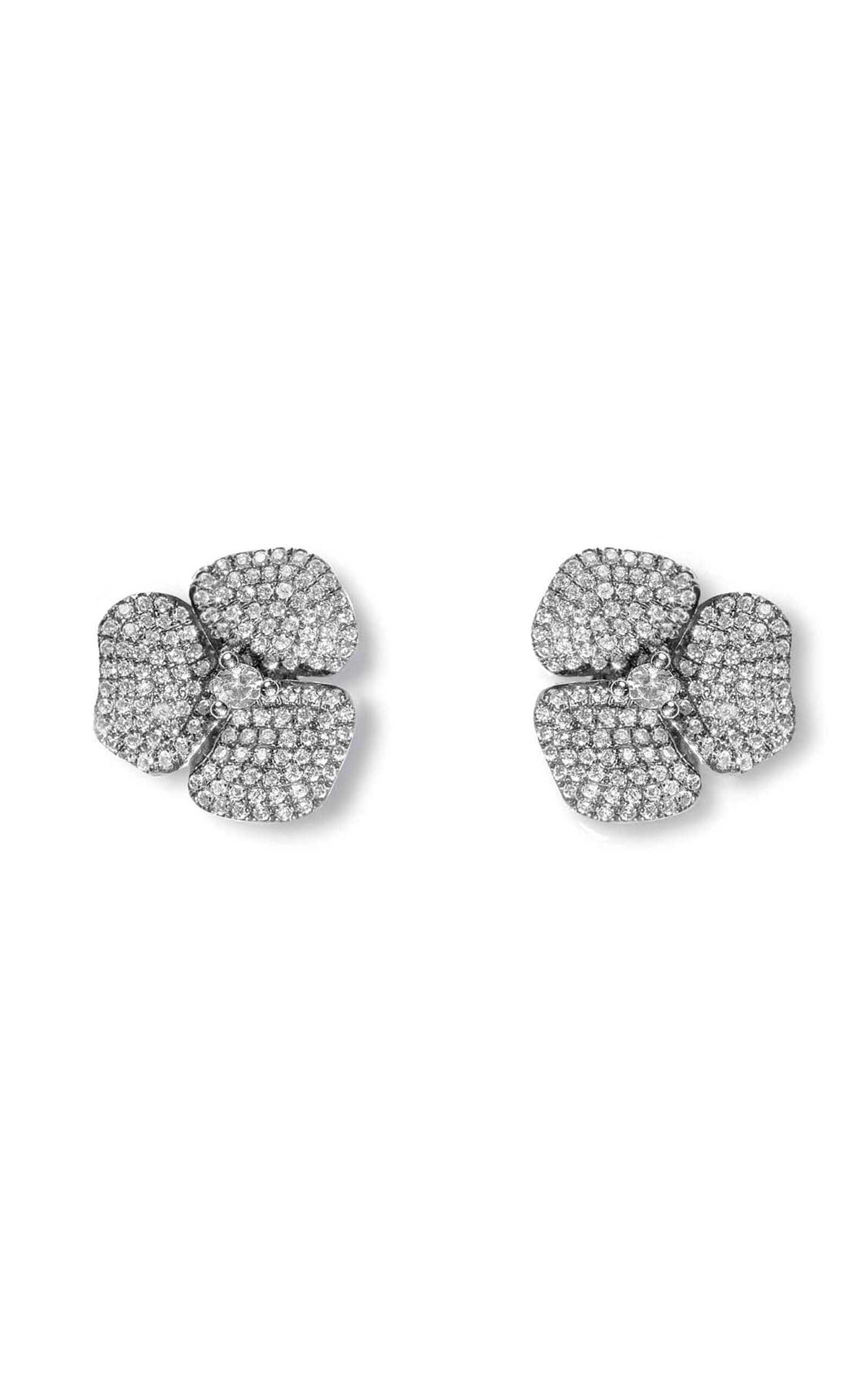 One of a Kind Bloom 18K White Gold, Diamond, And Sapphire Earrings | Moda Operandi (Global)
