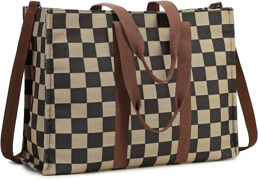 Laptop Tote Bag for Women Work 15.6 inch Canvas Shoulder Bags Computer Messenger Purse Teacher Ha... | Amazon (US)