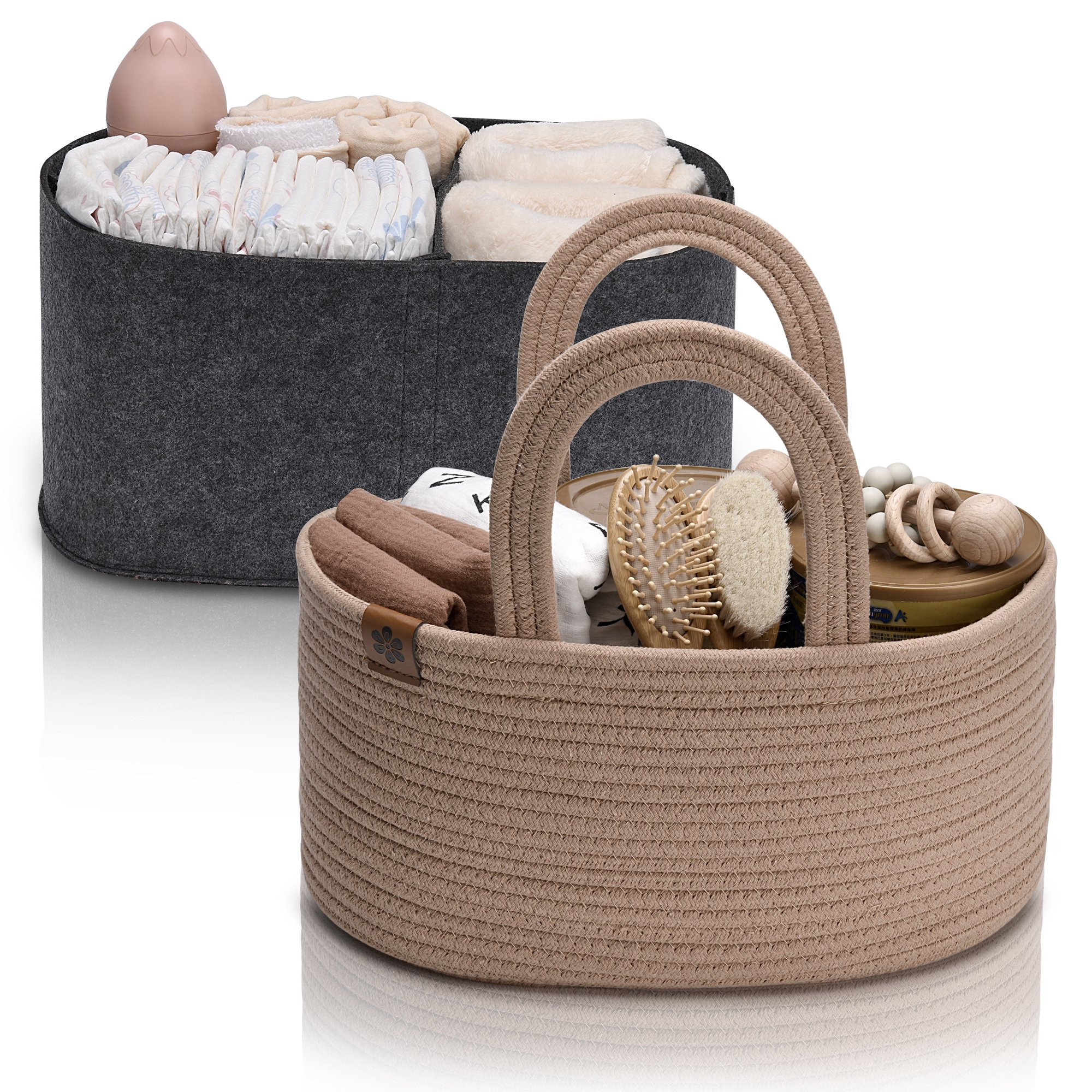 Pera Bella 2-in-1 Baby Diaper Caddy Organizer for Changing Table, Hermosa Pink | Walmart (US)