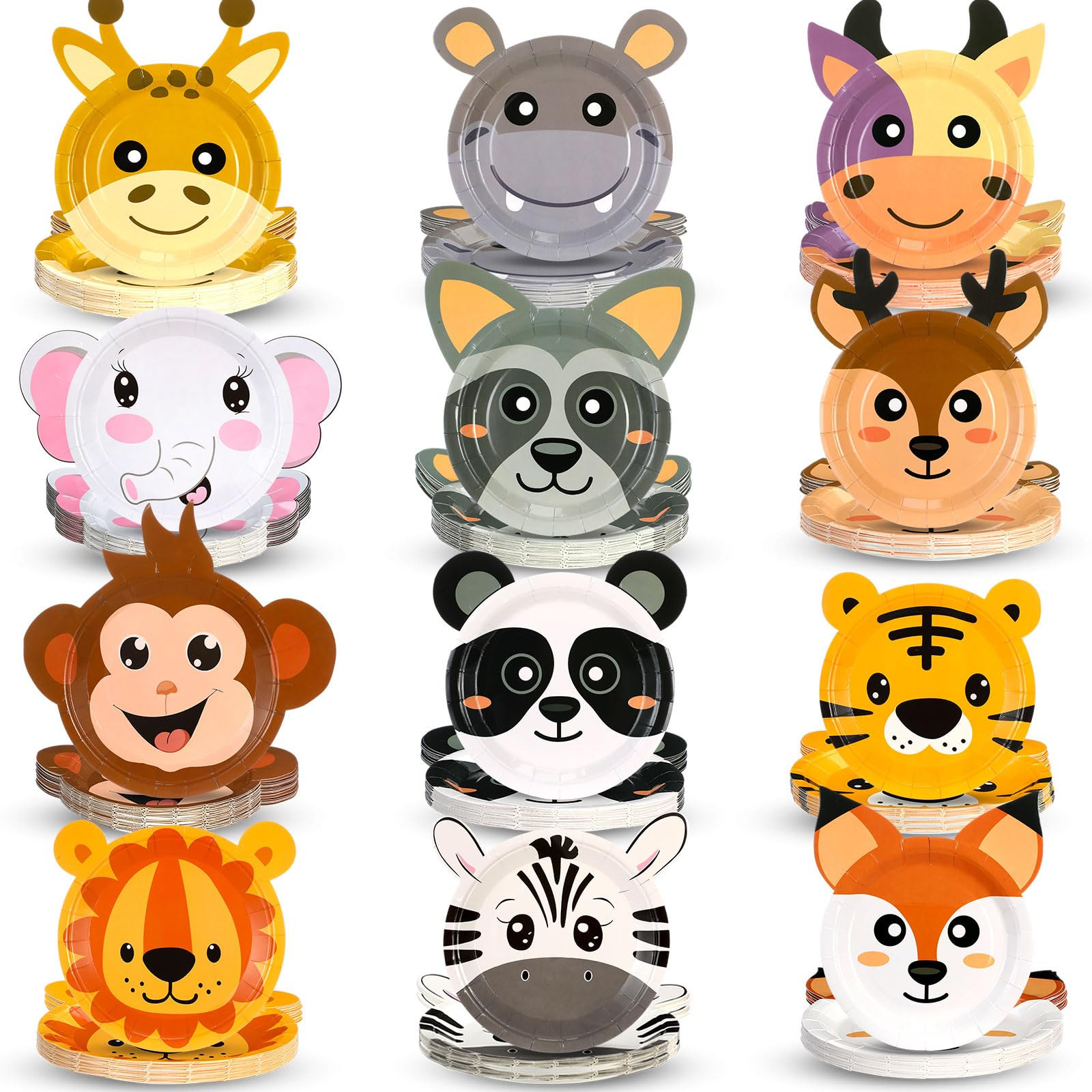 Zhehao 120 Pcs 7 Inch Jungle Safari Party Paper Plate Disposable Safari Animal Shaped Plates Them... | Amazon (US)