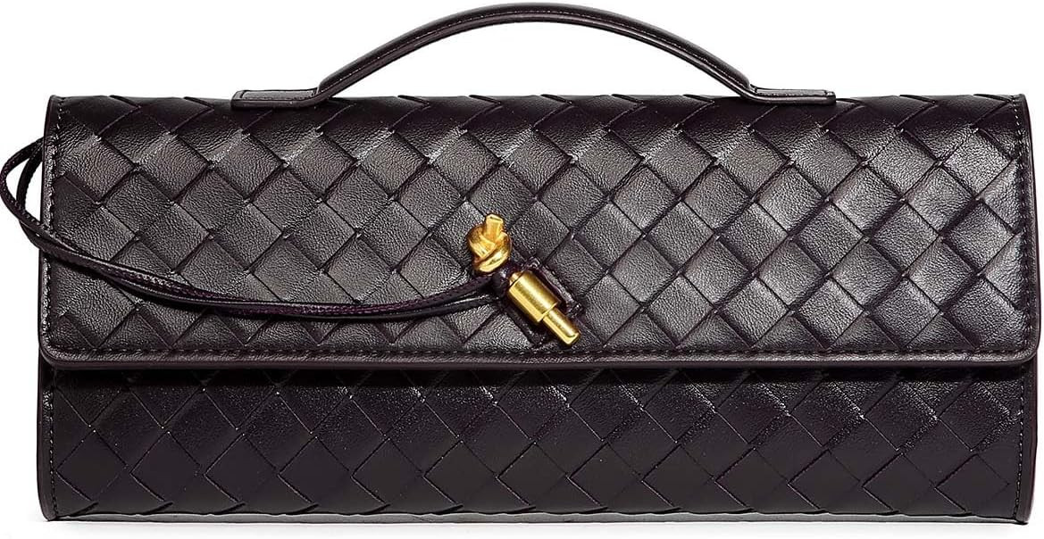 Trendy Woven Evening Clutch Purses for Women Evening Bags Handbags PU Leather Purse with Removabl... | Amazon (US)