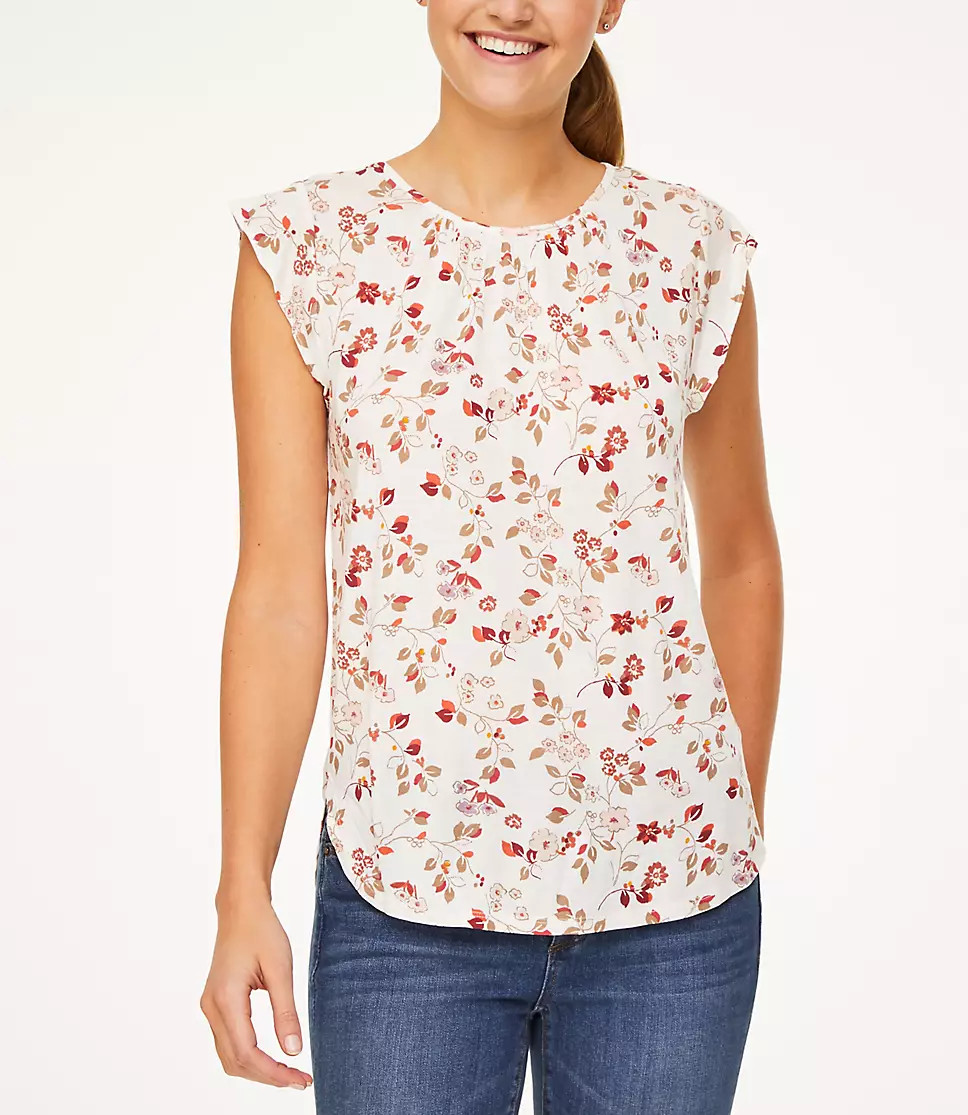 Floral Flutter Sleeve Tee | LOFT Outlet