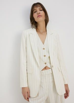 Et Vous Cream Pinstripe Linen Blazer | Matalan (UK)