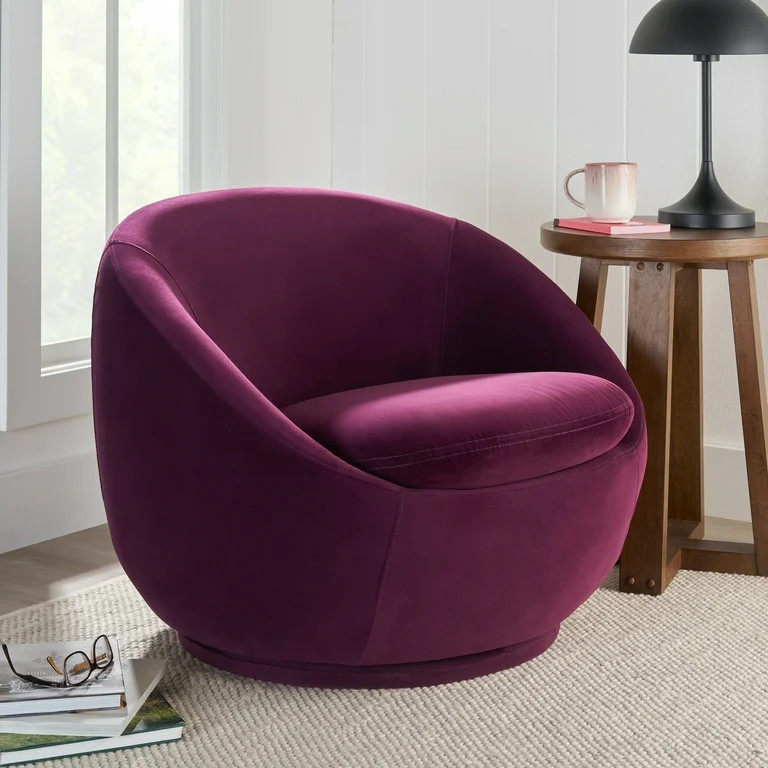 Better Homes & Gardens Mira Swivel Chair, Merlot Velvet | Walmart (US)