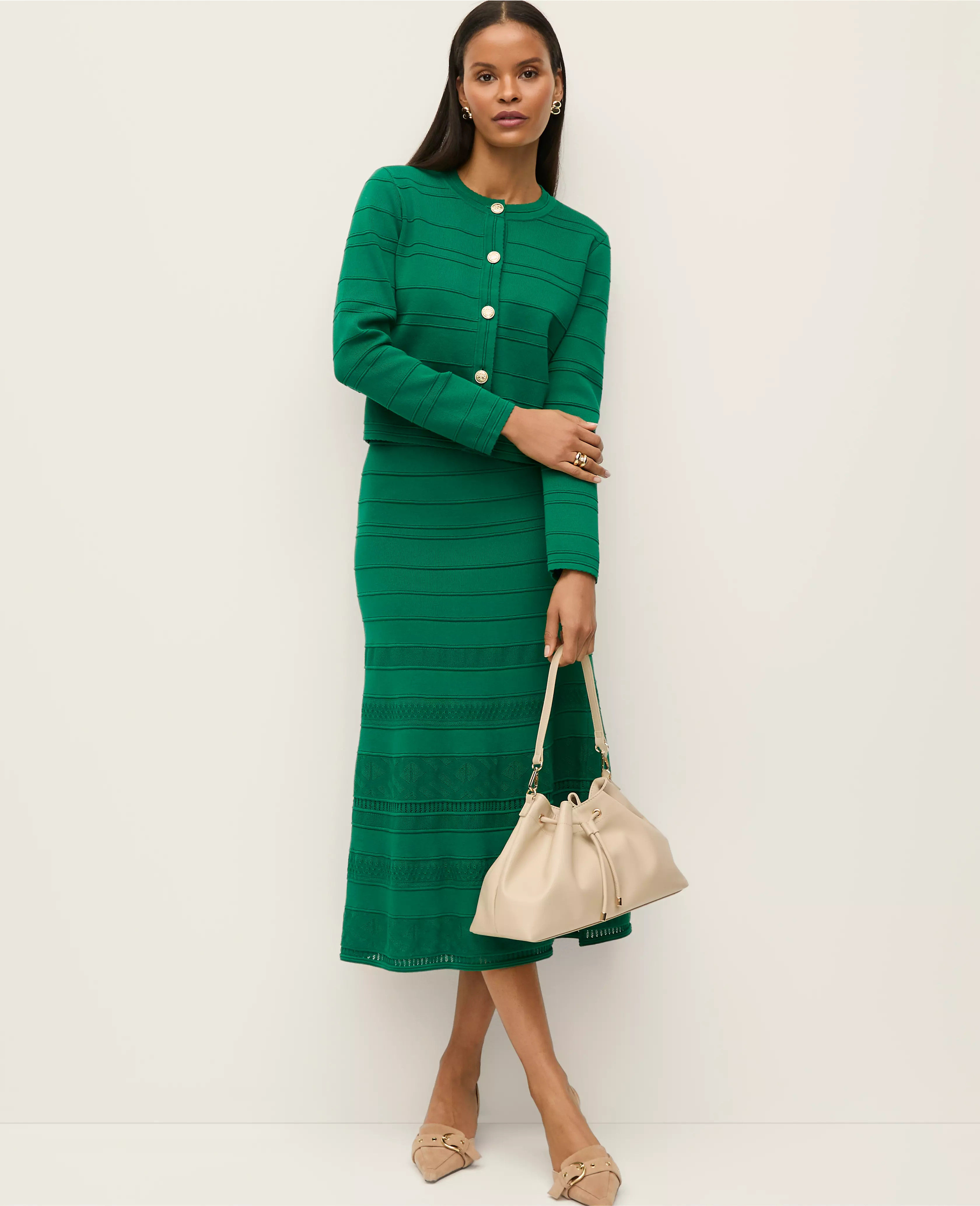 Pointelle Mixed Stitch Sweater Skirt | Ann Taylor