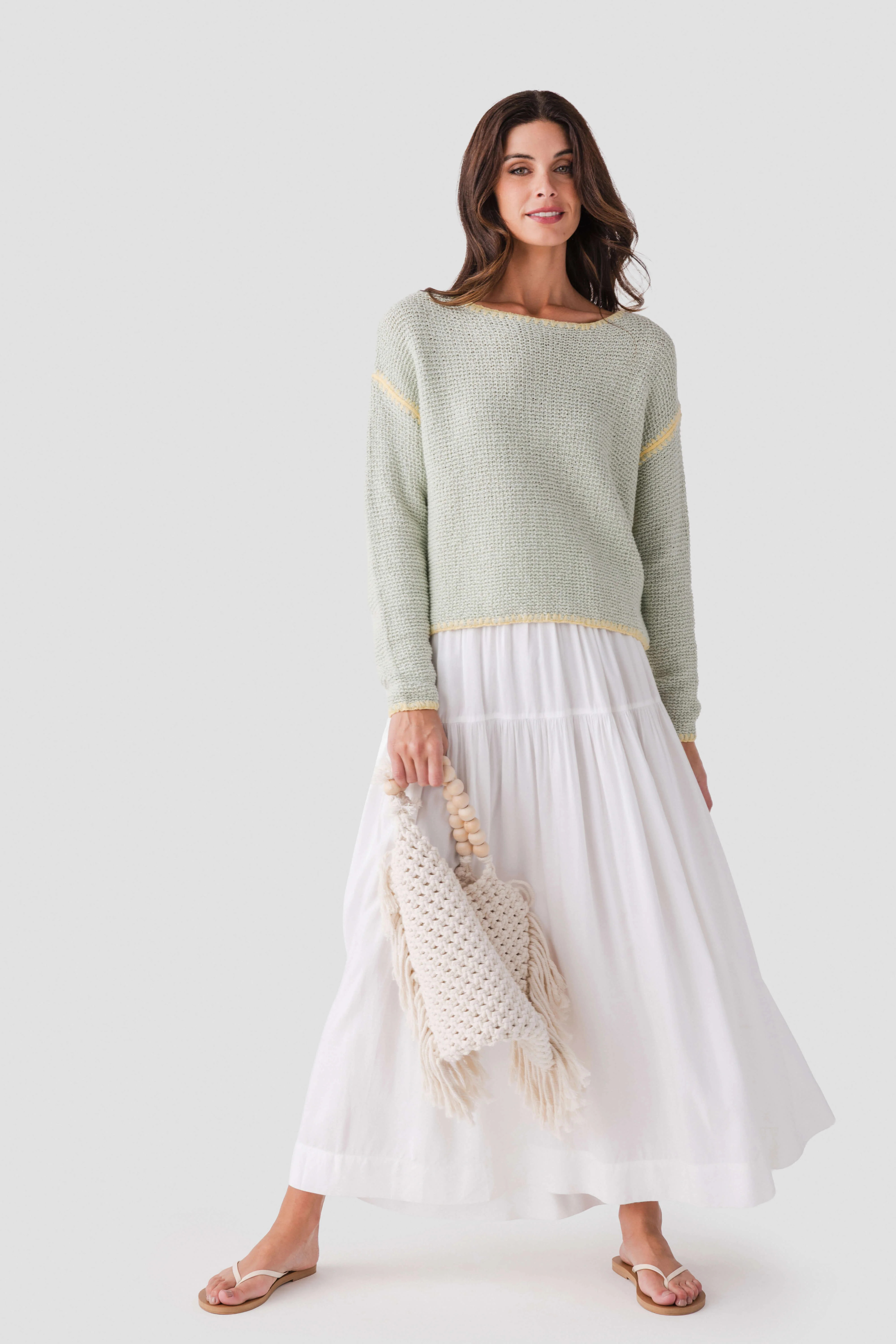 By Together Contrast Stitch Crochet Sweater | Social Threads