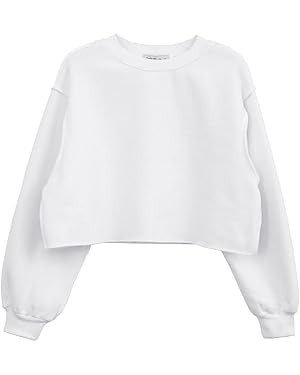 Amazhiyu Women Cropped Sweatshirt Long Sleeves Pullover Fleece Crop Tops | Amazon (US)