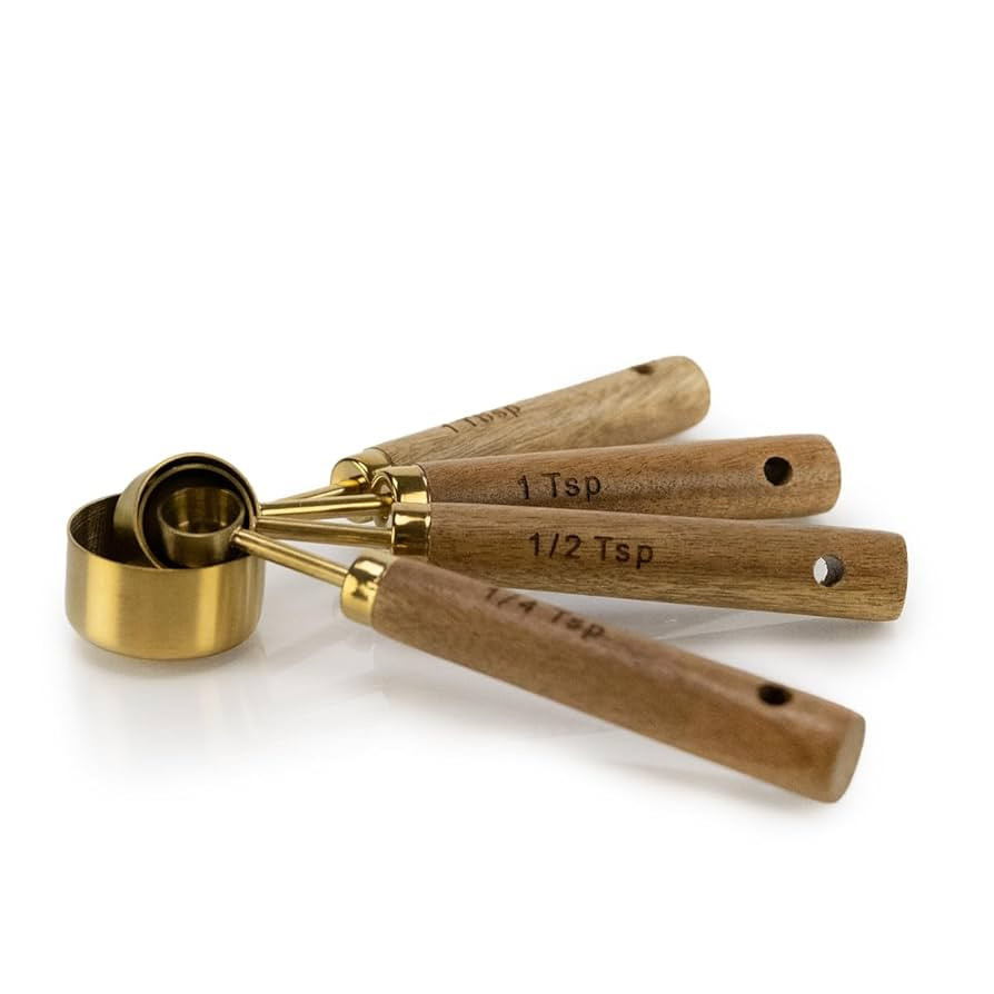 Everything Kitchens Modern Essentials (Gold Measuring Spoons with Acacia Wood Handles) | Amazon (US)