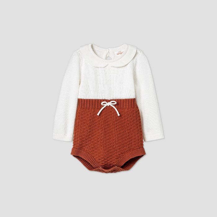 Baby Girls' Sweater Bubble Romper - Cat & Jack™ Cream | Target