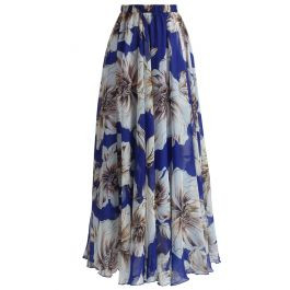Marvelous Floral Maxi Skirt in Blue | Chicwish