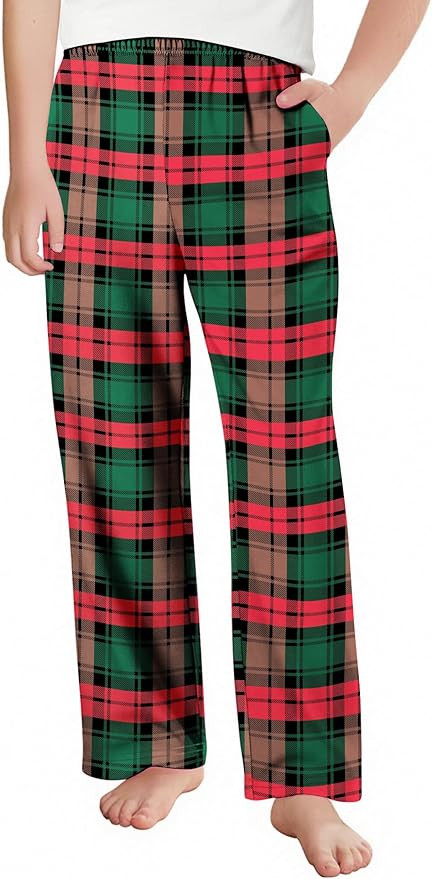 Arshiner Boys Pajama Pants Long Sleep Plaid Pants Soft Lounge Pj Bottoms with Pockets | Amazon (US)