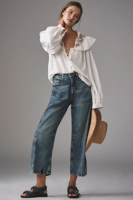 The Kenna Mid-Rise Heritage Barrel Jeans by Pilcro | Anthropologie (US)
