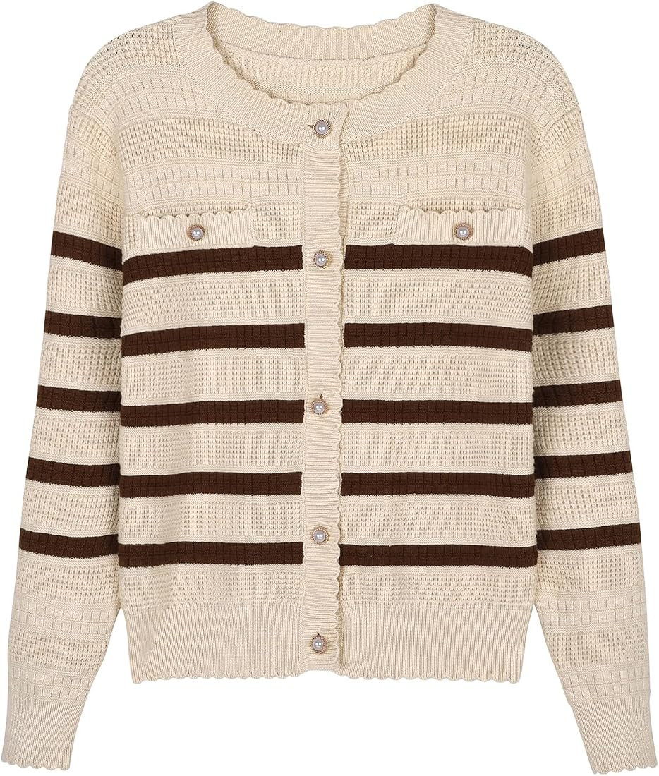 V FOR CITY Cardigan Blazers for Women Knit Tweed Jacket Winter Chunky Cardigans Button Down Sweat... | Amazon (US)