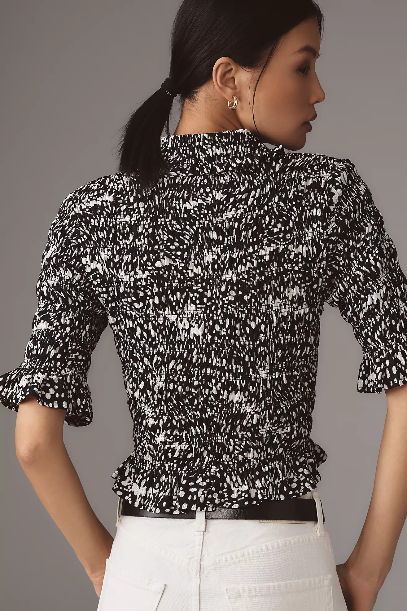 Maeve Smocked Button-Front Top | Anthropologie (US)