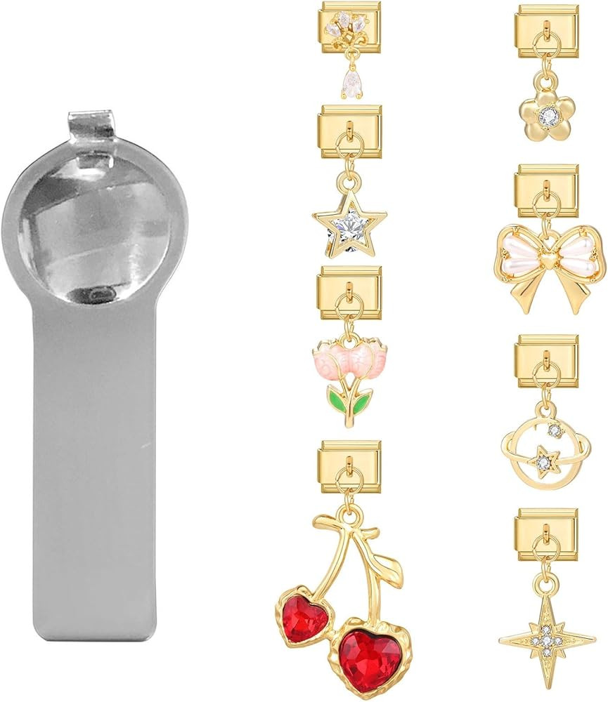 Italian Charms Rhinestone Gold Only Charm, 8Pcs Pendent 9mm Italian Modular Charm Bracelet Link H... | Amazon (US)