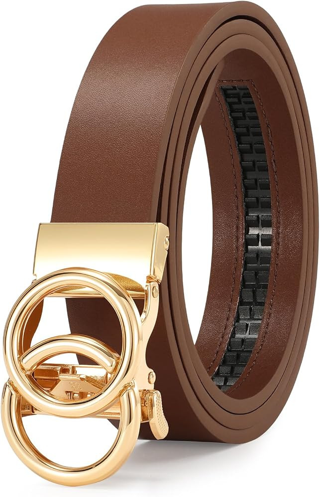 SUOSDEY Womens Ratchet Leather Belt for Jeans Dress Pants Ladies Adjustable No Holes Belt with Au... | Amazon (US)