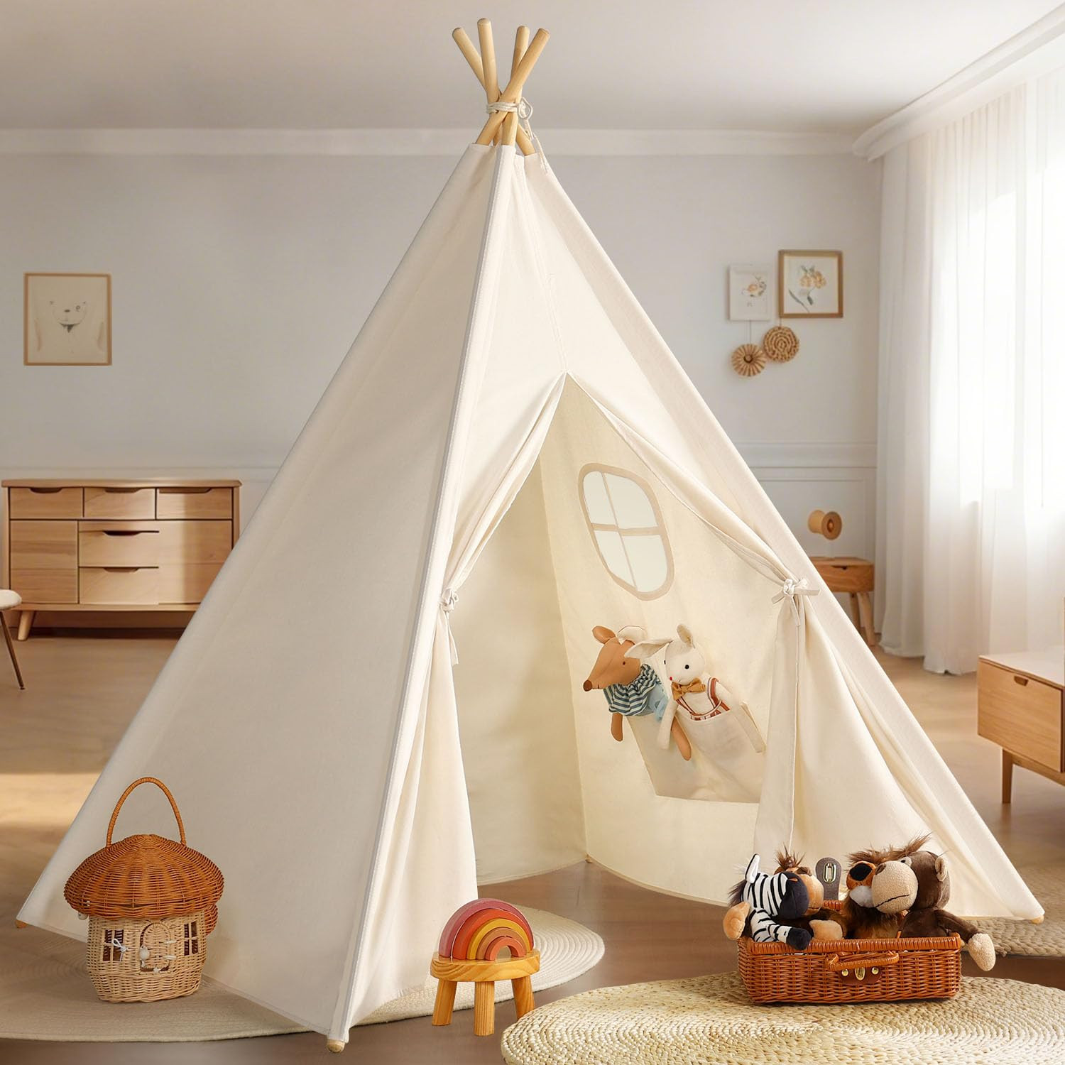 Sumbababy Teepee Tent for Kids with Carry Case, Natural Cotton Canvas Teepee Play Tent, Toys for ... | Amazon (CA)