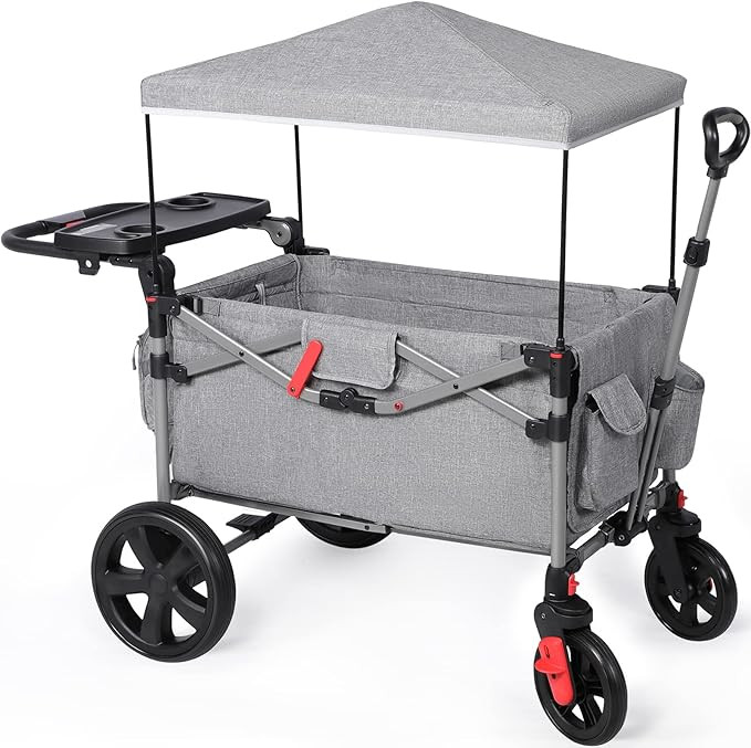 EVER ADVANCED Foldable Wagons for Two Kids & Cargo, Collapsible Folding Stroller with Adjustable ... | Amazon (US)