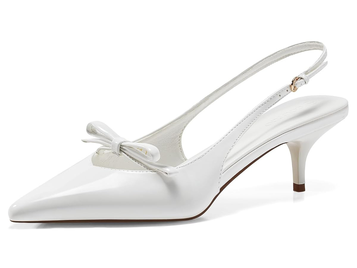 Coutgo Womens Bow Slingback Heels Low Kitten Heel Pumps Closed Pointed Toe Party Wedding Dress Sh... | Amazon (US)