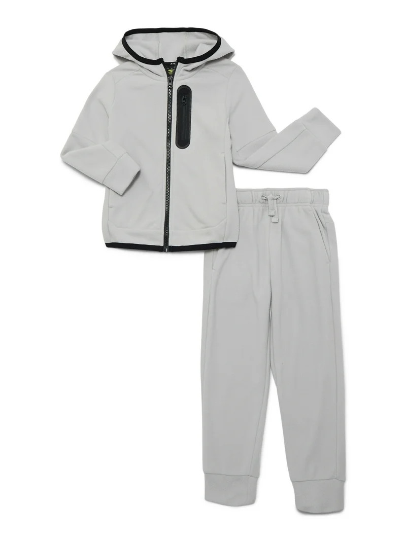 Athletic Works Boys Microfleece Zip Hoodie and Jogger Pants Set, 2-Piece, Sizes 4-18 & Husky | Walmart (US)