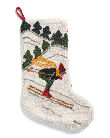 Downhill Skier Hook Stocking | Garlands & Trimmings | Marshalls | Marshalls